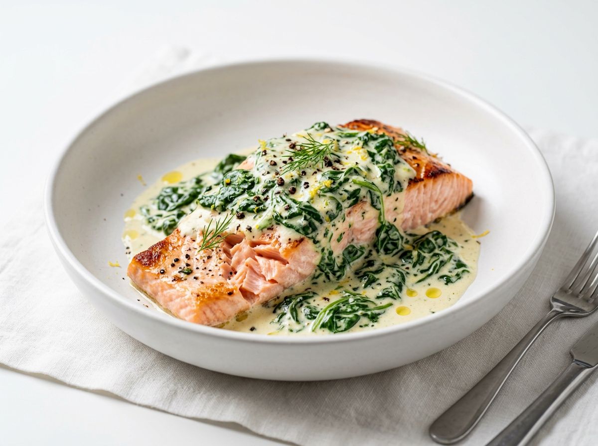 Лосось с шпинатом